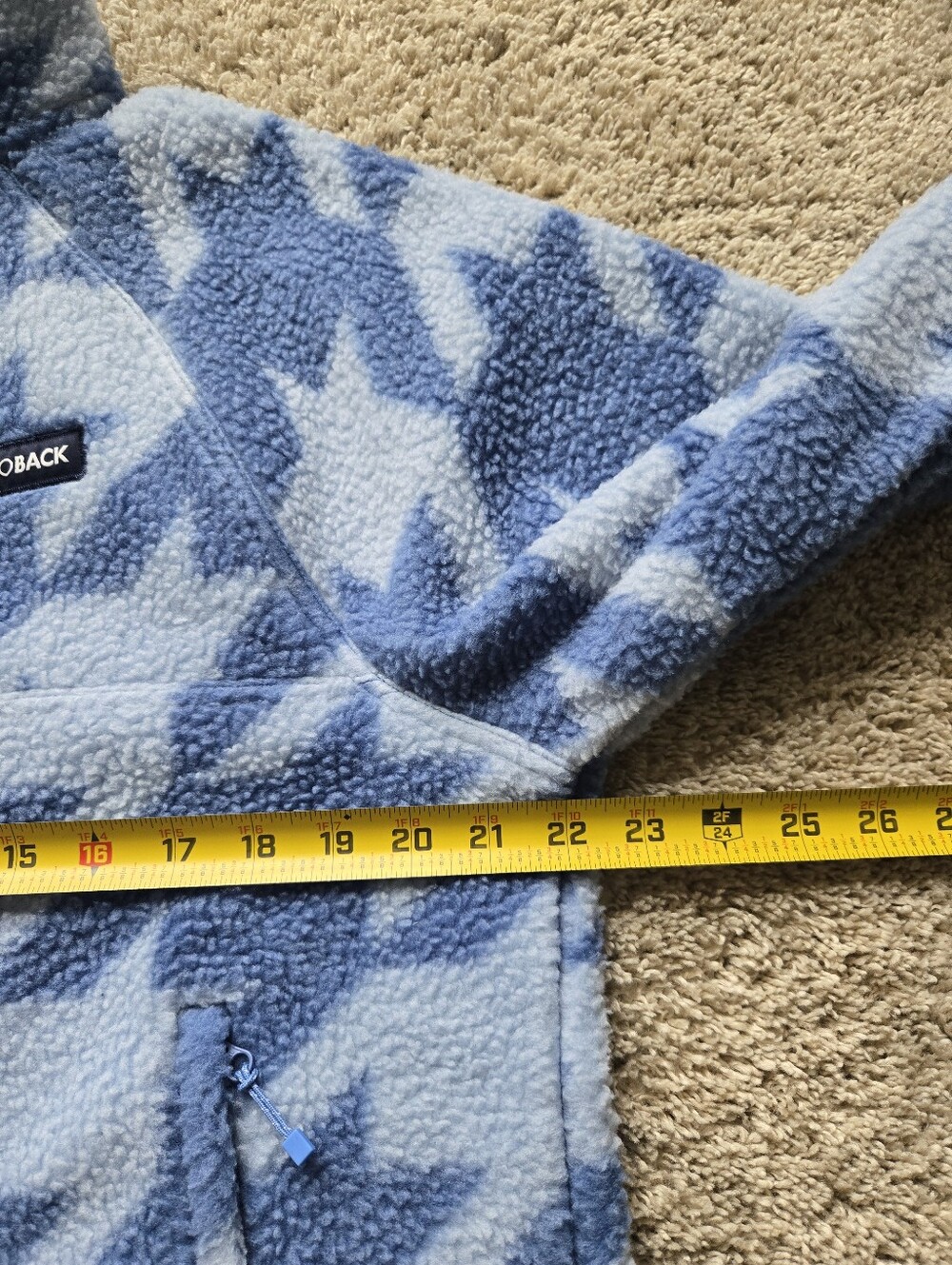 Rhoback Rivanna Fleece Pullover Womens S Blue Houndstooth Crop - Picture 10 of 10